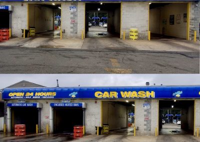 Awning Recovering Project at Splash N Dash Car Wash in Mastic, NY